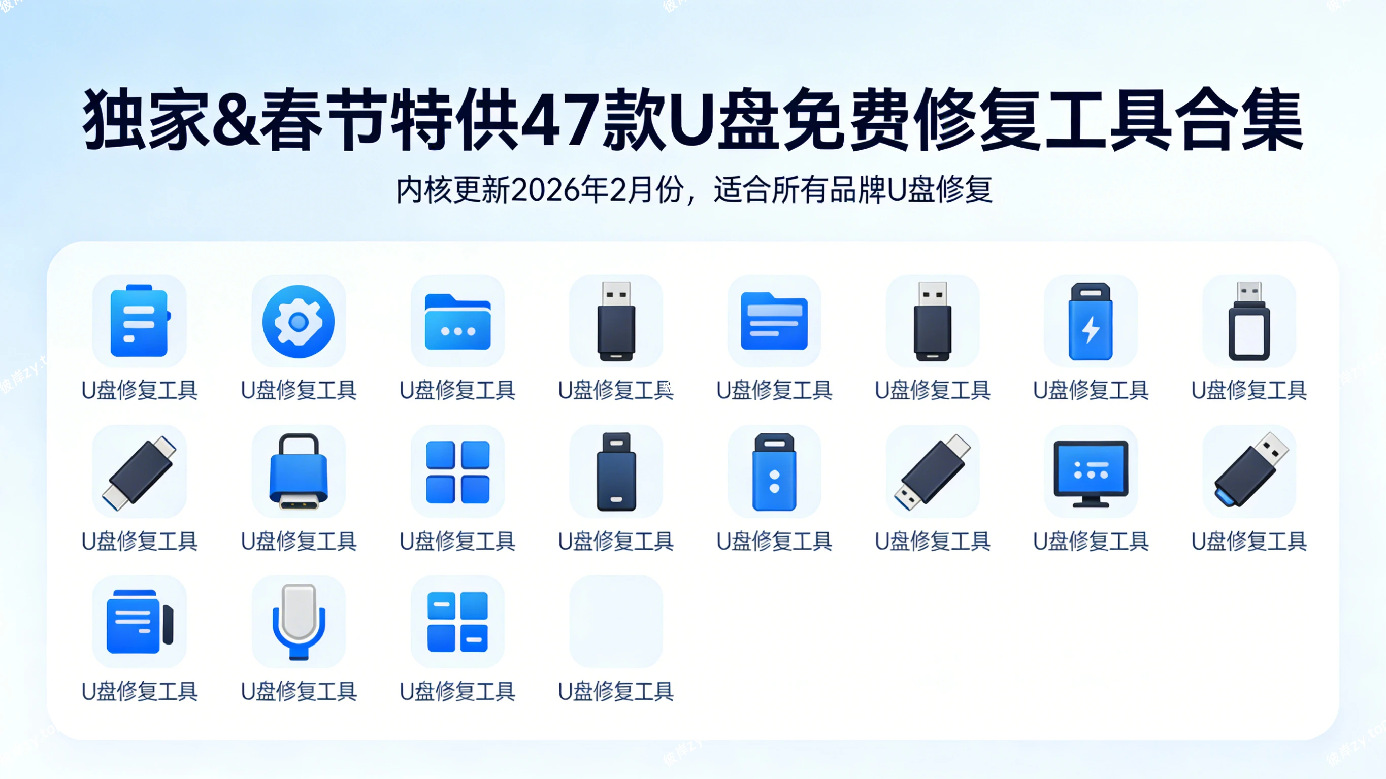 [独家&春节特供]47款U盘免费修复工具合集(内核更新2026年2月份，适合所有品牌U盘修复)|彼岸资源网